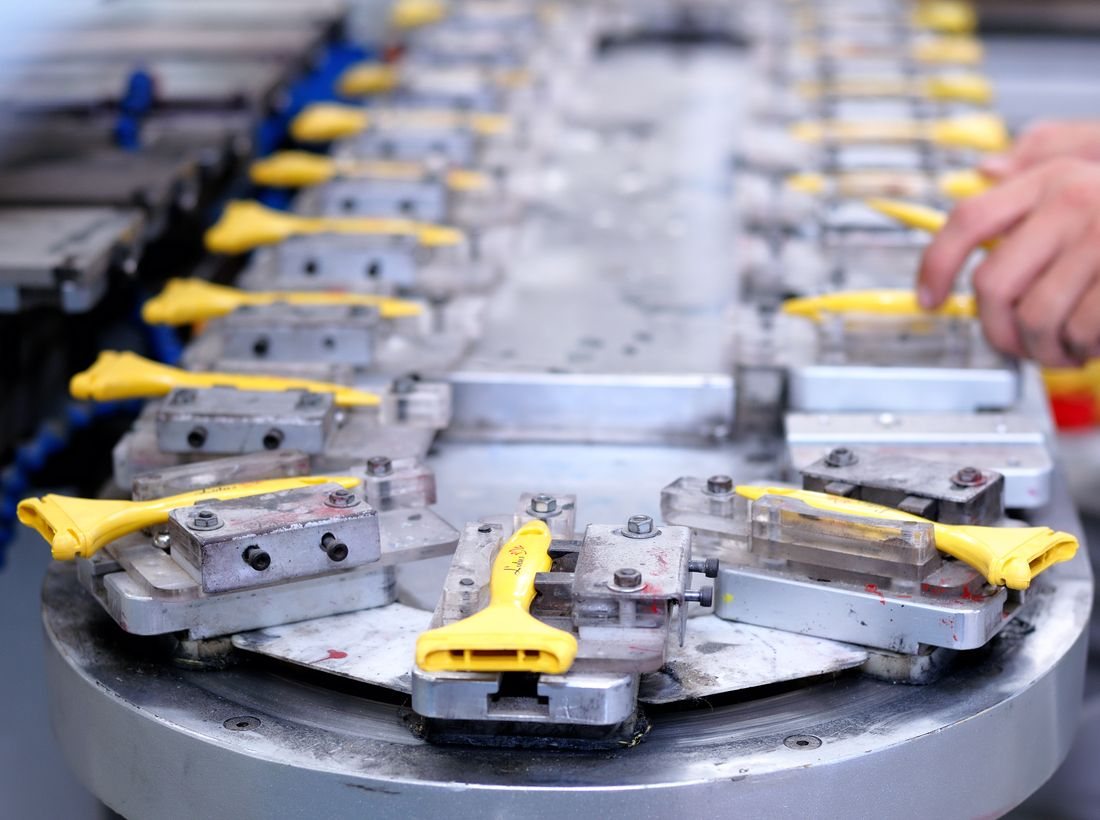 Production tooling and fixtures on a molding line